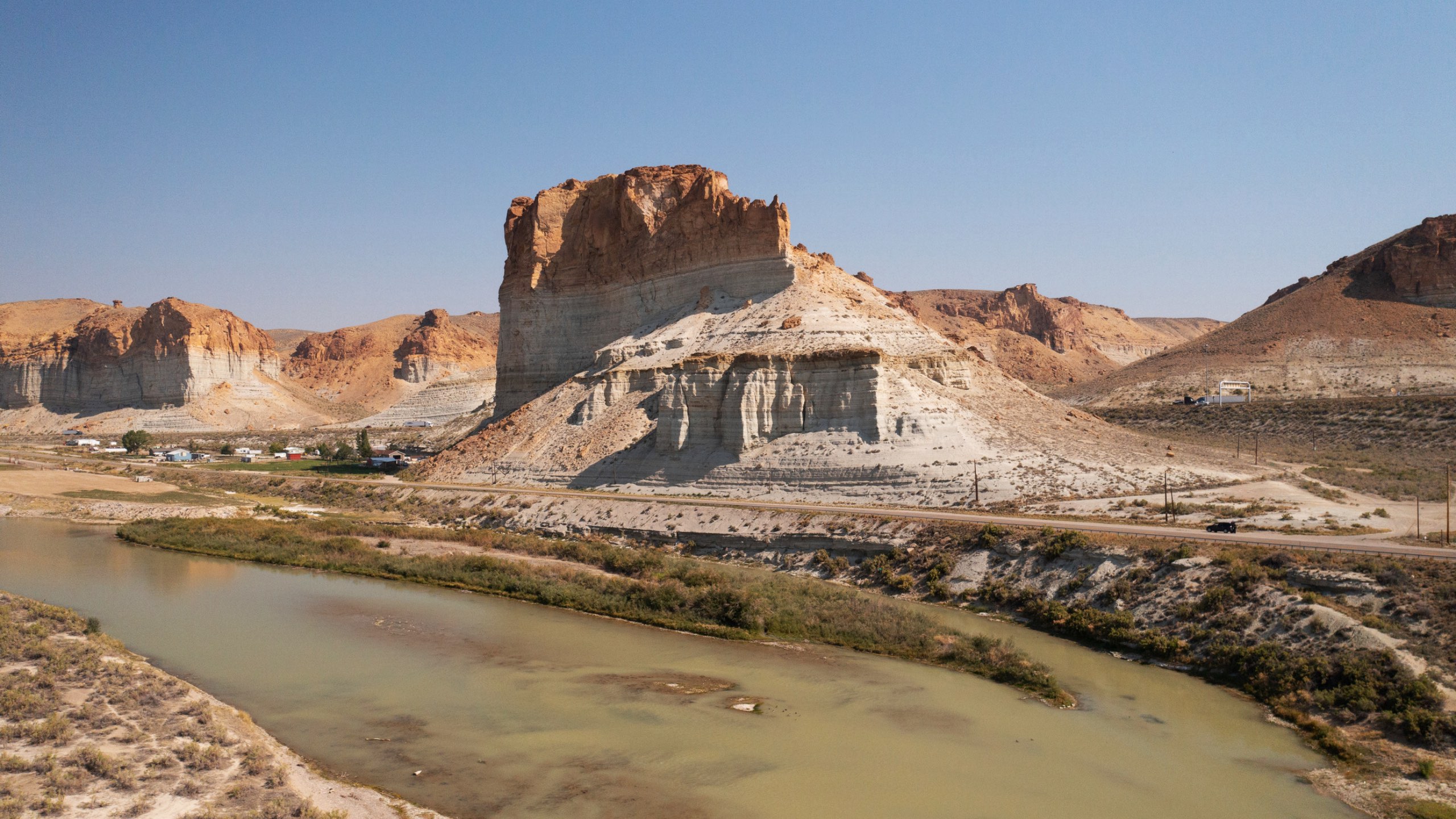 The Green River with buttes in Wyoming.