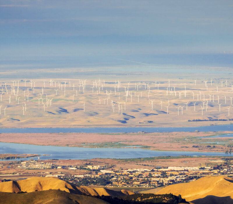 FILE #: 243367479 Preview Crop Find Similar DIMENSIONS 5804 x 3869px FILE TYPE JPEG CATEGORY Travel LICENSE TYPE Standard or Extended Panoramic view towards San Joaquin river, Pittsburg and Antioch from the summit of Mt Diablo; wind turbines in the background; Mt Diablo SP, Contra Costa county.