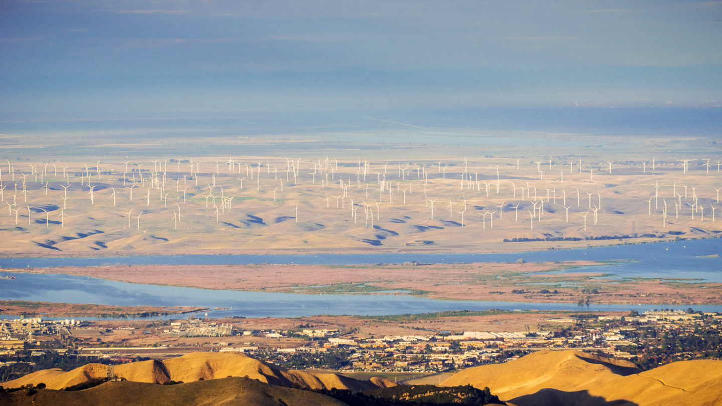 FILE #: 243367479 Preview Crop Find Similar DIMENSIONS 5804 x 3869px FILE TYPE JPEG CATEGORY Travel LICENSE TYPE Standard or Extended Panoramic view towards San Joaquin river, Pittsburg and Antioch from the summit of Mt Diablo; wind turbines in the background; Mt Diablo SP, Contra Costa county.