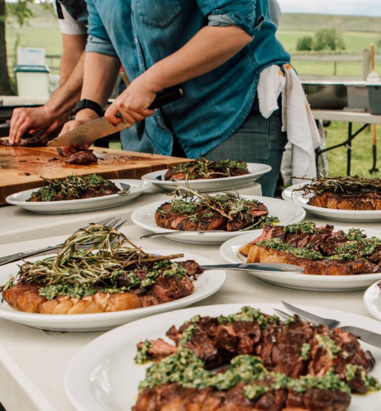 Steak with ParsleyGarlic Sauce On Land